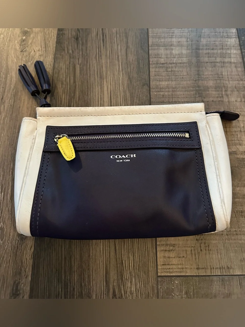 Coach Legacy Colorblock Large Clutch White, Purple & Yellow